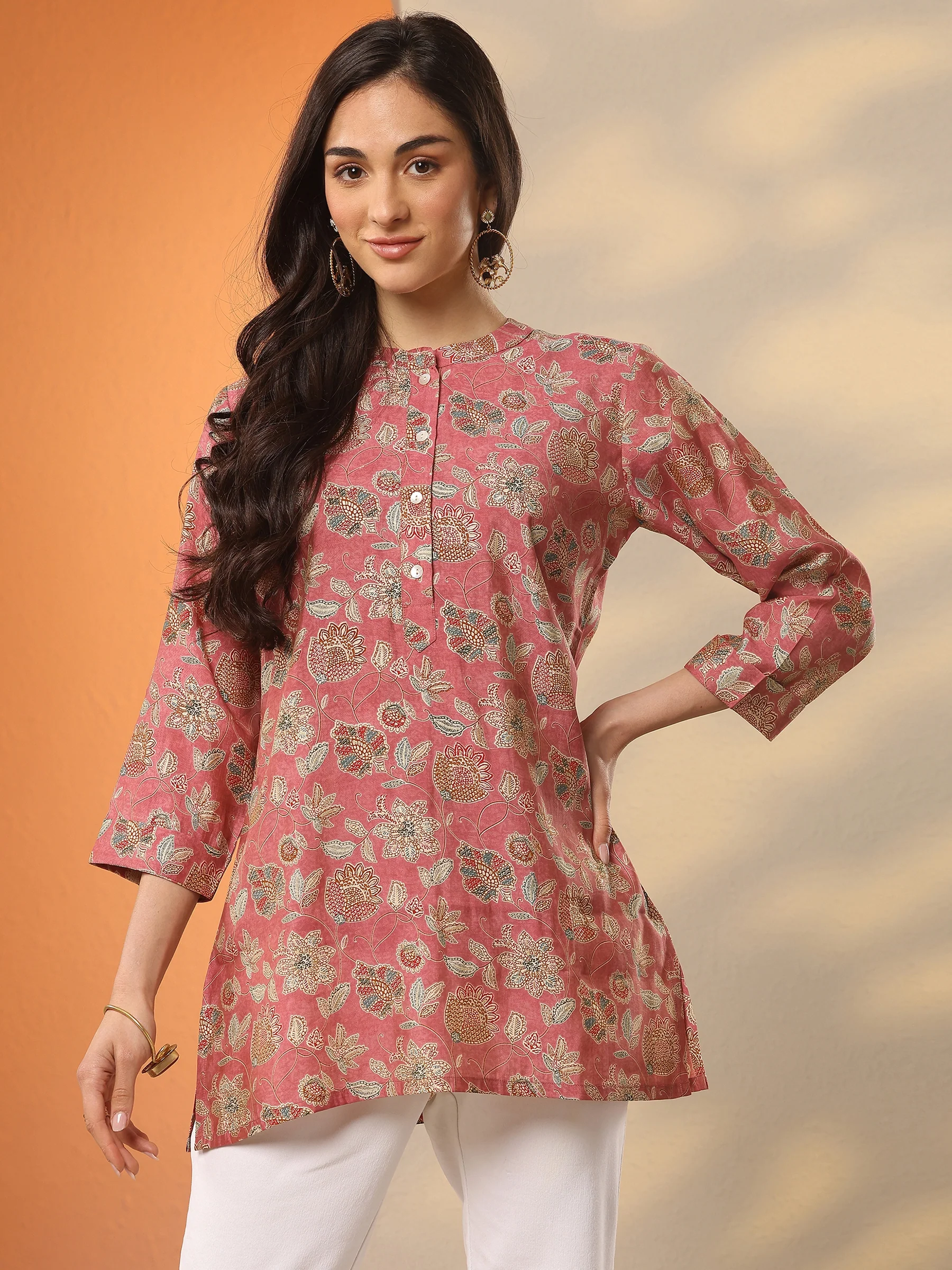 Pink-Printed-Silk-Blend-Straight-Short-Kurti.webp